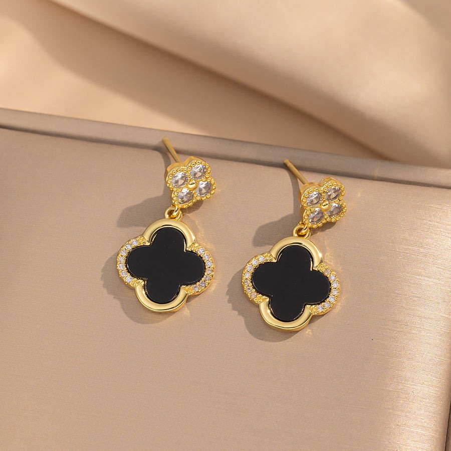 Flower Titanium Steel Necklace, Earring Set